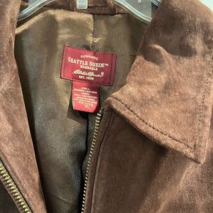 Chocolate brown suede coat.